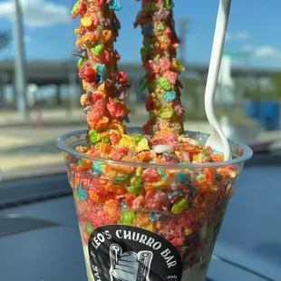 Fruity Pebbles Churro Sundae
