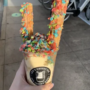 Fruity Pebbles Churro Sundae