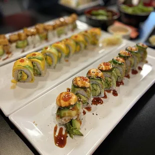 Fire Vegan Special Roll, Spicy Mango Vegan Sushi Roll and Sexy Vegan Special Roll