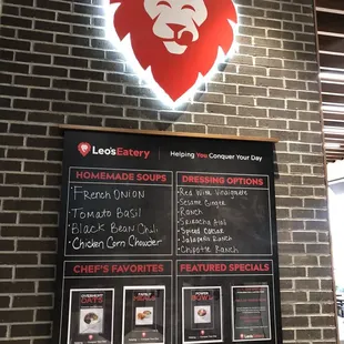 the menu for the restaurant