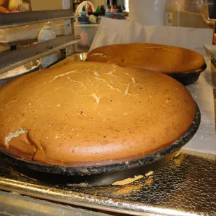 two freshly baked cakes