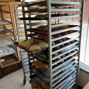 a rack full of baked goods