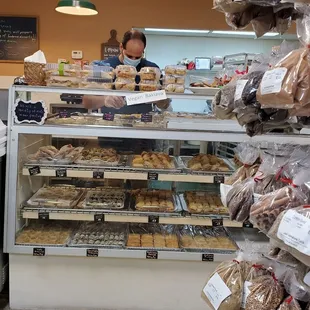 a woman in a bakery