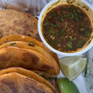 Birria taco combo.