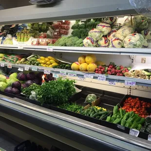 a display of vegetables in a grocery store