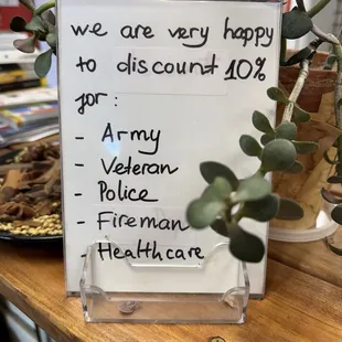 Discounts.