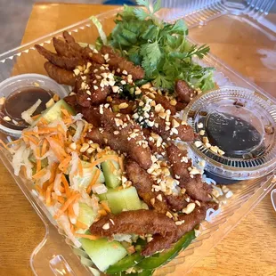 Vermicelli salad w/ vegan sweet and sour pork