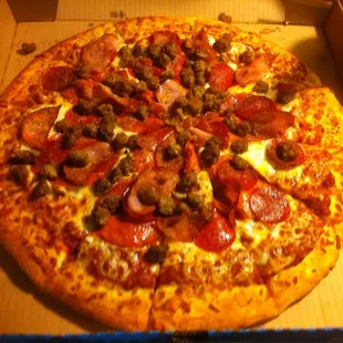 All meat pizza - $13 baked - a little too salty