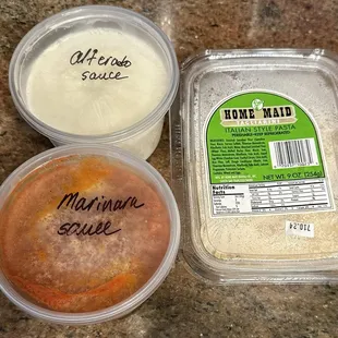 Frozen pasta and sauce