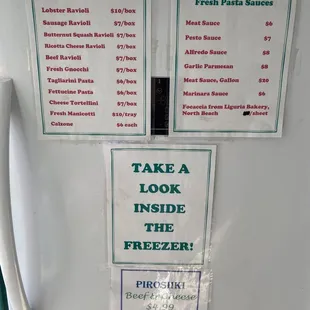 Look for the pasta refrigerator near the entrance