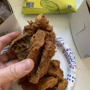 Pictured are the non existent meat breasts. Dried to the bone. My dog won't even eat it.