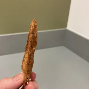 a hand holding a piece of bread