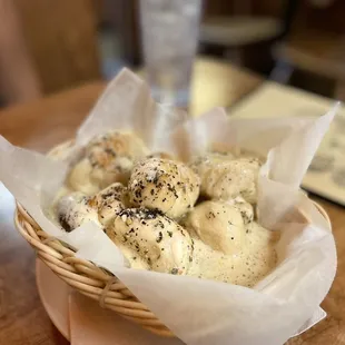 Garlic knots drowned in butter.
