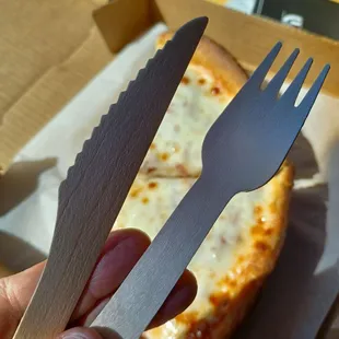 Wood fork and knife.