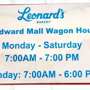 Da business hours for the Leonard&apos;s Malasada Wagon at Windward Mall.