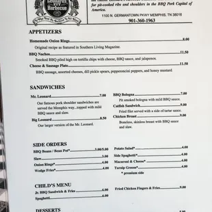 menu