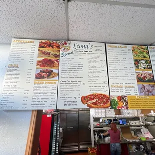 menus on the wall