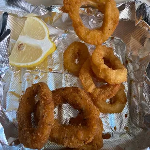 Obviously frozen Calamari! But what&apos;s worse is the 2-3 different types. Oily and overcooked