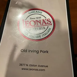 Leona&apos;s menu