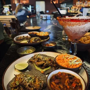 Carnitas Tacos and El Leoncito Cocktail