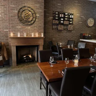 Fireplace seating.