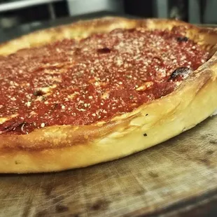 a deep dish pizza