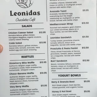Menu: They have sandwiches!