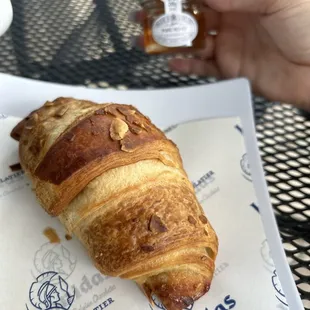 Cute little honey with my croissant