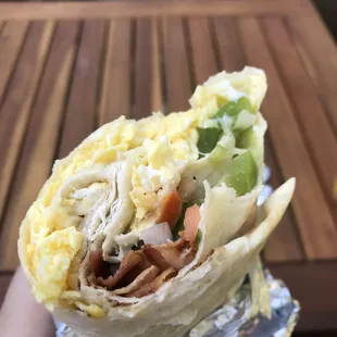 Breakfast burrito with bacon