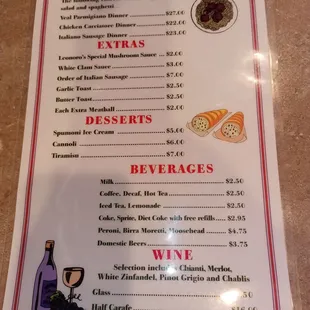 menu
