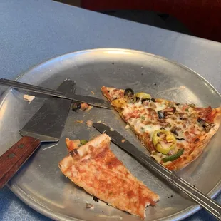 a half eaten pizza