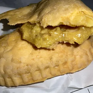 Inside shredded chicken patty