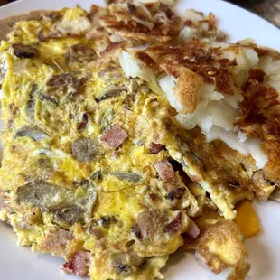 Leon's omelette; lot of breakfast meats