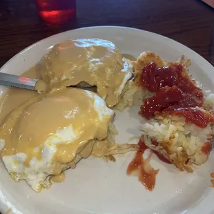 Eggs Benedict after I've eaten half the hash browns