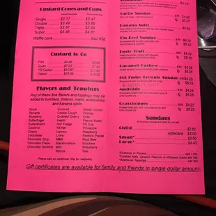 menu