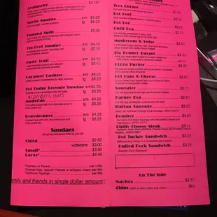 menu