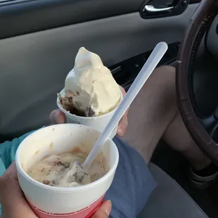 Custard in cone or cup.