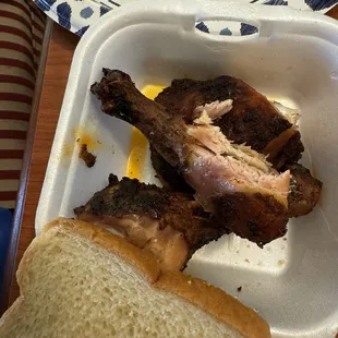 Yard Bird chicken with sandwich bread. Was expecting buns?