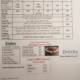 Leo's BBQ 2023 Menu