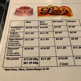 Menu. February 2019.