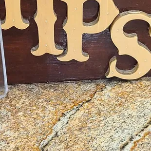 a close up of a sign