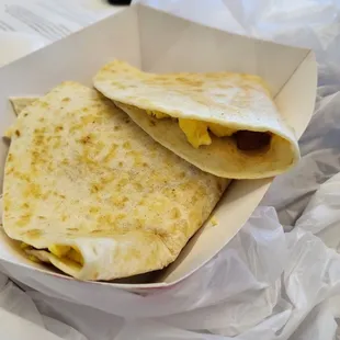 two quesadillas in a box
