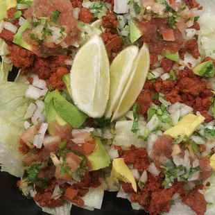 This are the protein style tacos al pastor. One of the best and low carb plate at Leo&apos;s Cafe.