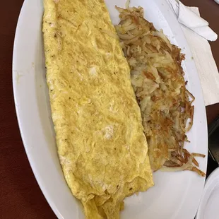 Cheese Omelette with Hashbrowns