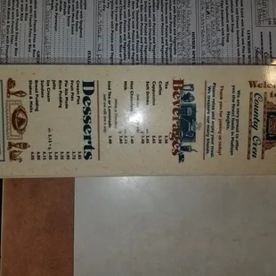 Menu - Deserts