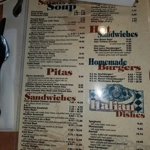 Menu - Soup, Sandwiches, Italian