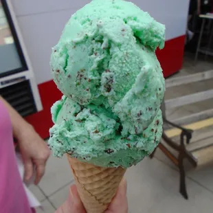 Peppermint Bon Bon in a cone.
