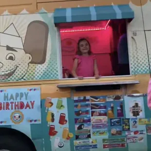 The awesome ice cream truck with my niece for her 7th birthday