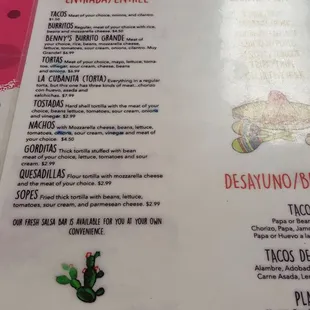 the menu