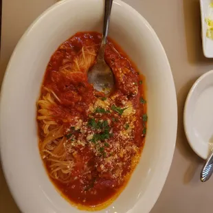 Angel hair with marinara!!